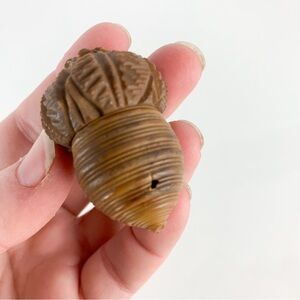 Antique Sewing Carved Tagua Nut Acorn Design Thimble Case Vintage Victorian